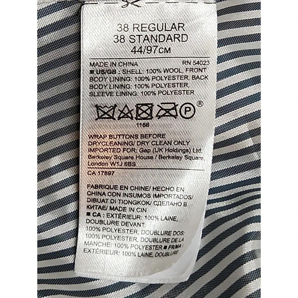 Banana Republic Standard Fit Marzotto Italian Wool Gray Windowpane Blazer 38R
